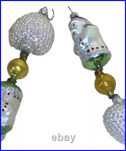 CHRISTOPHER RADKO Santa Hearts Christmas Garland 1993 Retired Hand Painted Glass