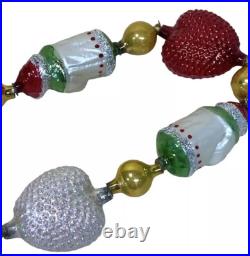 CHRISTOPHER RADKO Santa Hearts Christmas Garland 1993 Retired Hand Painted Glass
