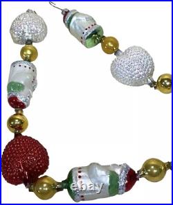 CHRISTOPHER RADKO Santa Hearts Christmas Garland 1993 Retired Hand Painted Glass