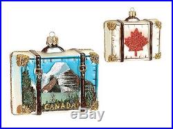 Canada Travel Suitcase Polish Blown Glass Christmas Ornament Tree Decoration