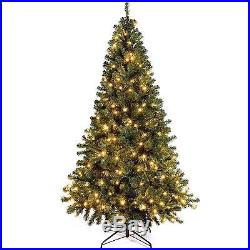 Canadian Green Spruce Pre-Lit Christmas Tree 250 Warm White LED Lights 7FT