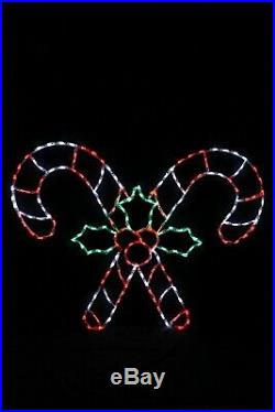 Candy Canes with Holly LED light display metal wireframe outdoor decoration