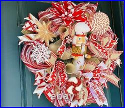 Candy cane wreath, nutcracker wreath, Christmas wreath, Gingerbread Wreath