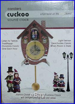 Carolers Cuckoo Sound Clock Hang on Wall or Display on Mantle