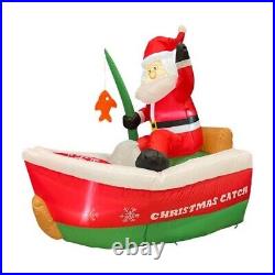 Celebrations Inflatable Airblown 6′ Santa Claus in Fishing Boat Christmas Catch