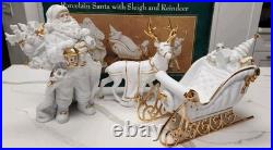 Centerpiece Traditions Porcelain Santa With Sleigh & Reindeer in Original Box Centerpiece Traditions Porcelain Santa With Sleigh & Reindeer in Original Box