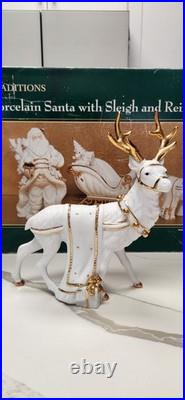 Centerpiece Traditions Porcelain Santa With Sleigh & Reindeer in Original Box Centerpiece Traditions Porcelain Santa With Sleigh & Reindeer in Original Box