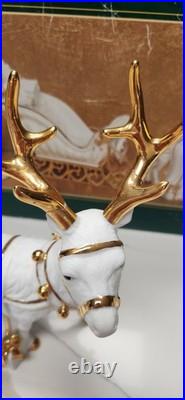Centerpiece Traditions Porcelain Santa With Sleigh & Reindeer in Original Box Centerpiece Traditions Porcelain Santa With Sleigh & Reindeer in Original Box
