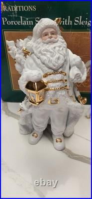 Centerpiece Traditions Porcelain Santa With Sleigh & Reindeer in Original Box Centerpiece Traditions Porcelain Santa With Sleigh & Reindeer in Original Box
