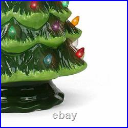 Ceramic Christmas Tree, Large Green Tabletop Tree, Multicolored Lights 15.5