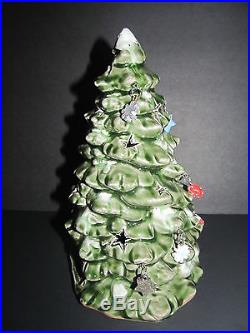 Ceramic Christmas Tree Tea Light Holder 8 1/2 Tall Hanging Ornaments Cut Outs