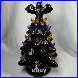 Ceramic Retro Halloween Tree Light Bulbs Christmas Rare Version With The Bat