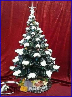 Ceramic christmas tree xxl with toy base lamp handmade beautiful gift