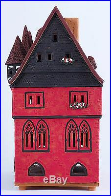 Ceramic house tea light holder Town Hall in Fulda Germany 25 cm Midene handmade