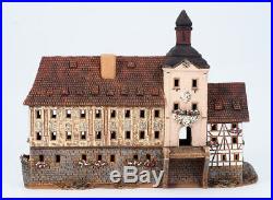 Ceramic house tea light holder Town hall Bamberg, Germany 21cm Midene hand made