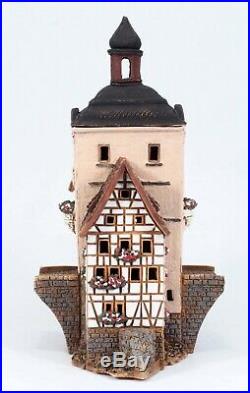 Ceramic house tea light holder Town hall Bamberg, Germany 21cm Midene hand made