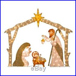 Champagne Lighted Nativity Holy Family Creche Display Outdoor Christmas Decor