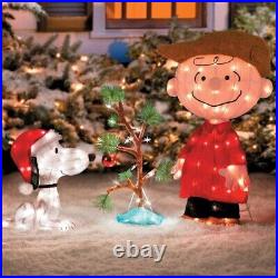 Charlie Brown, Snoopy & The Lonely Tree Lighted Outdoor Christmas Decoration 3pc