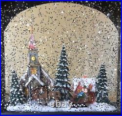 Charming 11 Inch Black Musical Water Lantern with Swirling Glitter & Carols