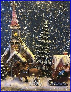 Charming 11 Inch Black Musical Water Lantern with Swirling Glitter & Carols