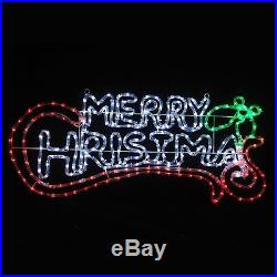 Chasing Red/Green/White LED Merry Christmas Indoor/Outdoor Rope Light Wall Sign