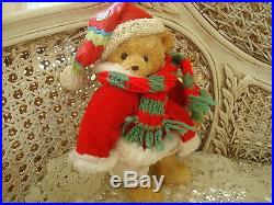 Cherished Teddies Musical Christmas Santa Bear On Reindeer Retired New