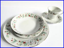China Pearl Christmas Dishes Noel Pattern Holly/ Berries 46 Pieces