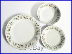 China Pearl Christmas Dishes Noel Pattern Holly/ Berries 46 Pieces