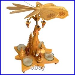 Christian Ulbricht Germany Christmas Pyramid Natural Angels Santa Tealights READ Christian Ulbricht Germany Christmas Pyramid Natural Angels Santa Tealights READ