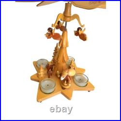Christian Ulbricht Germany Christmas Pyramid Natural Angels Santa Tealights READ Christian Ulbricht Germany Christmas Pyramid Natural Angels Santa Tealights READ