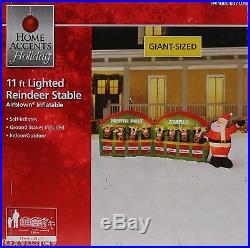 Christmas 11 ft Lighted Santa Stable with 8 Reindeer Airblown Inflatable NIB