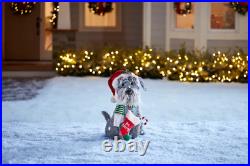 Christmas 25 Lighted Schnauzer Fluffy Dog Tinsel Light Up LED Yard Decoration