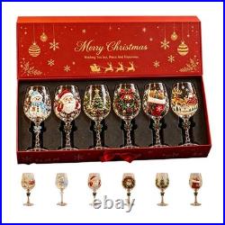 Christmas 3D Wine Glass Collection Gift Box Set, 6 Festive Designs