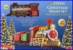 Christmas 3 Carriages Xmas Train Set Realistic Sounds Childrens Gift & Ornament