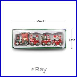 Christmas 4 Piece Wooden Xmas Train Santa Claus Festival Ornament Decor Gift Toy