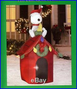 Christmas 4 Tall Santa Snoopy & Woodstock Doghouse LED Airblown Inflatable by