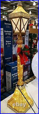 Christmas 6ft Gold Glitter Lamp Post with Bow Indoor Outdoor 120 LED Lights