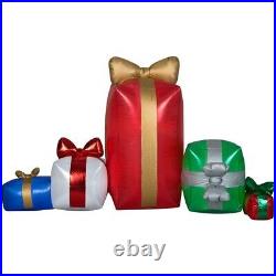 Christmas 7.5 Ft Santa Mixed Media Gift Box Set Airblown Inflatable Yard Gemmy