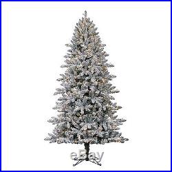 Christmas 7′ Artificial Prelit Tree LED Color Changing Shelton Flocked Quick Set