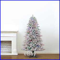 Christmas 7' Artificial Prelit Tree LED Color Changing Shelton Flocked Quick Set