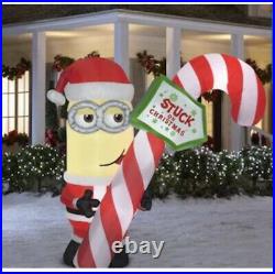 Christmas 7 Ft Minion Holding Candy Cane Lighted Airblown Inflatable Yard Decor