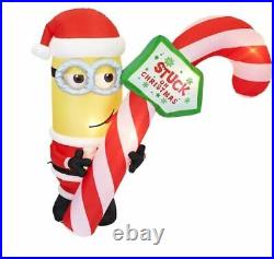 Christmas 7 Ft Minions Kevin Santa Stuck Candy Cane Airblown Inflatable Gemmy