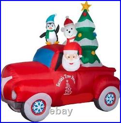 Christmas 8 Ft Santa Pickup Truck Tree Farm Airblown Inflatable Yard Gemmy