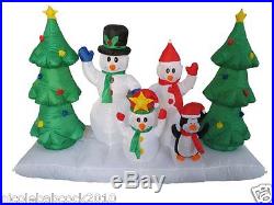 Christmas 94 Snowman Family Tree Penguin Airblown Inflatable Lighted Yard Decor
