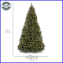 Christmas 9 Ft REALISTIC GREEN Artificial Tree Pine Stand Spruce Pre Lit XMAS