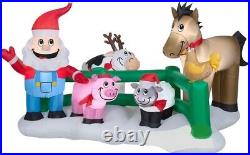 Christmas 9 Ft Santa Farm Pig Sheep Chicken Horse Airblown Inflatable Yard Gemmy