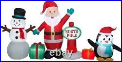Christmas 9 Ft Santa North Pole Scene Penguin Airblown Inflatable Yard Gemmy