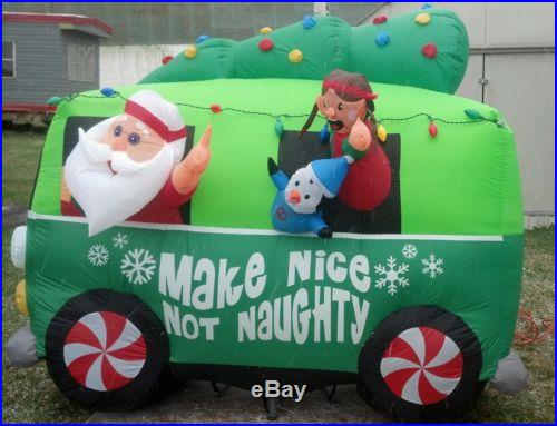 Christmas Air blown Inflatable Santa in Hippie Mobile Van Vehicle New in Box