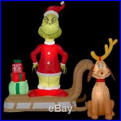 Christmas Airblown Inflatable Grinch & Max Sled Scene Xmas Decor NEW for 2019
