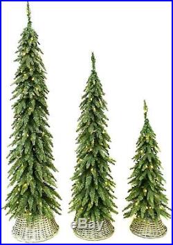 Christmas Alpine Trees, Set of 3 (Flocked)